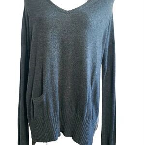Yoon Sweater S Oversized Black & Gray V- Neck